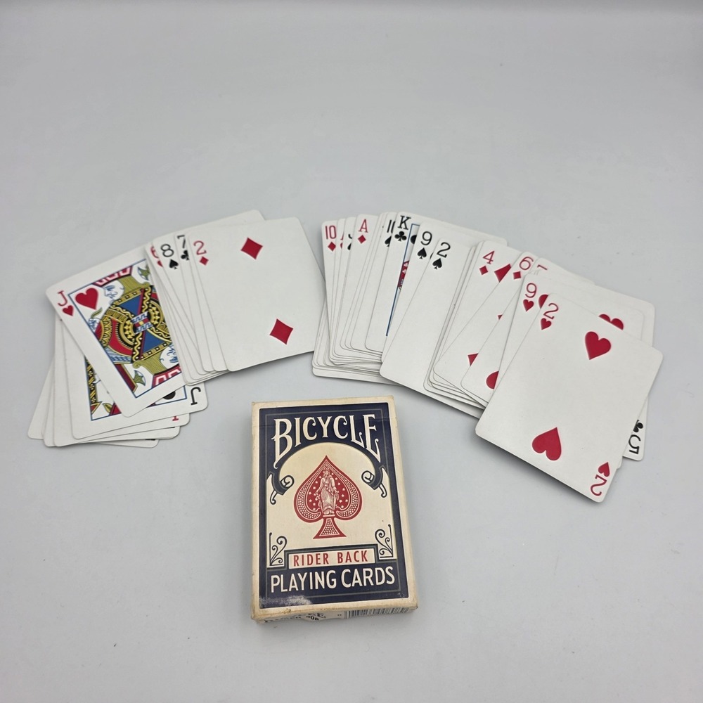 Vtg Bicycle Rider Back Playing Cards Poker 808 Blue Incomplete